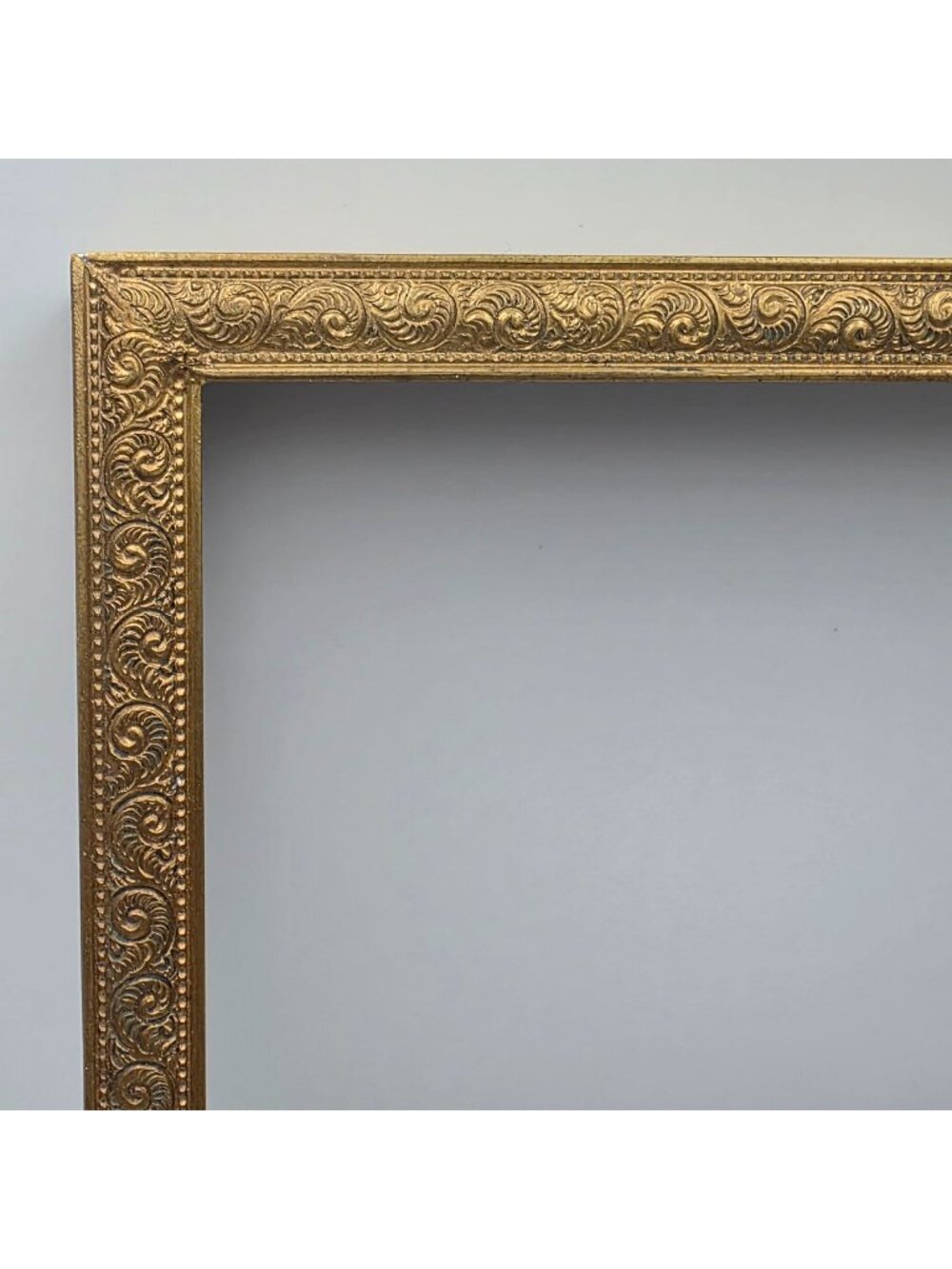 Antique Solid Brass Picture Frame Scrollwork Top Loop Handle 10"x12" Artwork Or